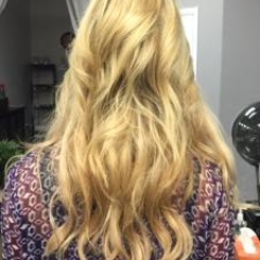 Back view with hair extensions - gorgeous, long, full-bodied hair. Hair extensions by Noel Strang.